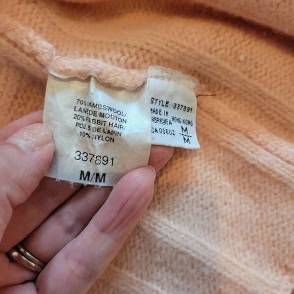 ❤️ 3 for $35 VINTAGE koret crochet afghan trim cardigan sweater peach medium - Picture 7 of 8